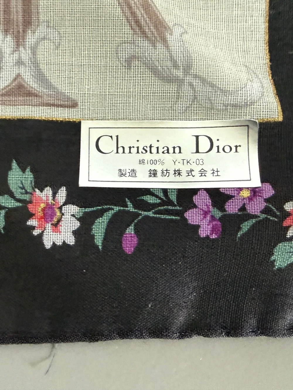 Authentic Vintage Christian Dior Logo Floral Scarf – Late 1980s–1990s